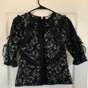 Rebecca Taylor Black Lace Blouse